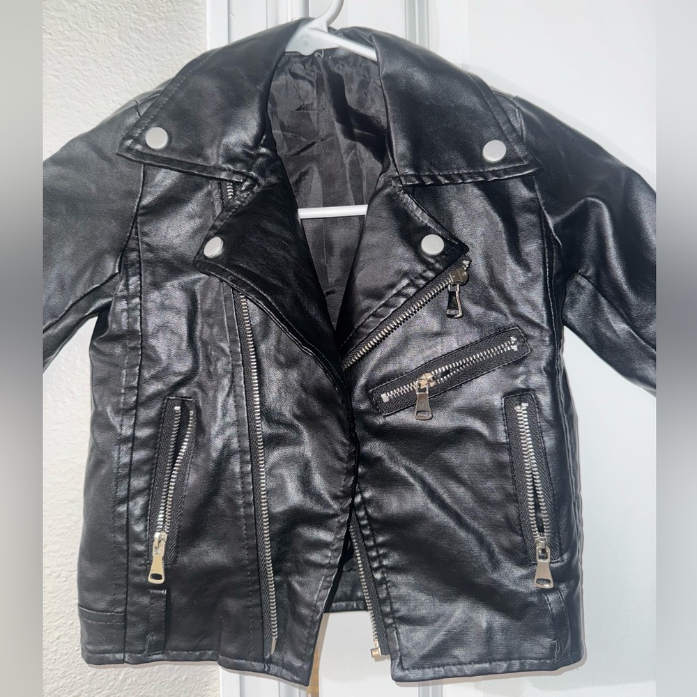 Kids Black Faux Leather Jacket